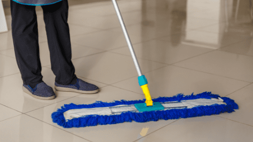 dust mopping for regular tile maintenance