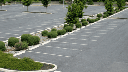 landscaping in commercial summer parking lot maintenance