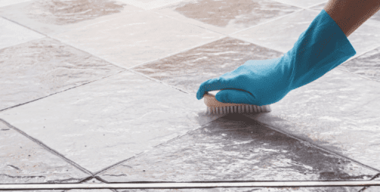 scrubbing tile floors
